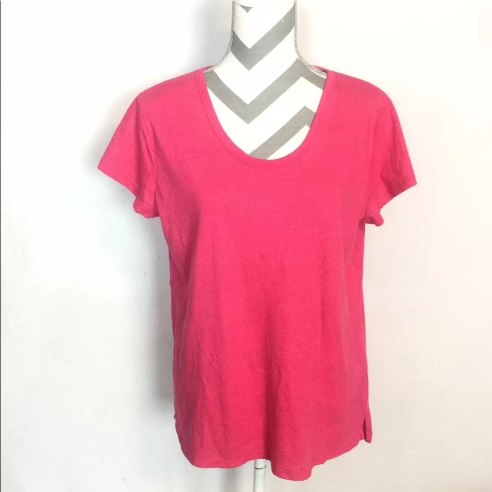 NEW Merona Stretch Knit Top Pink Short Sleeve Lg L